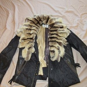 Fur lined leather jacket